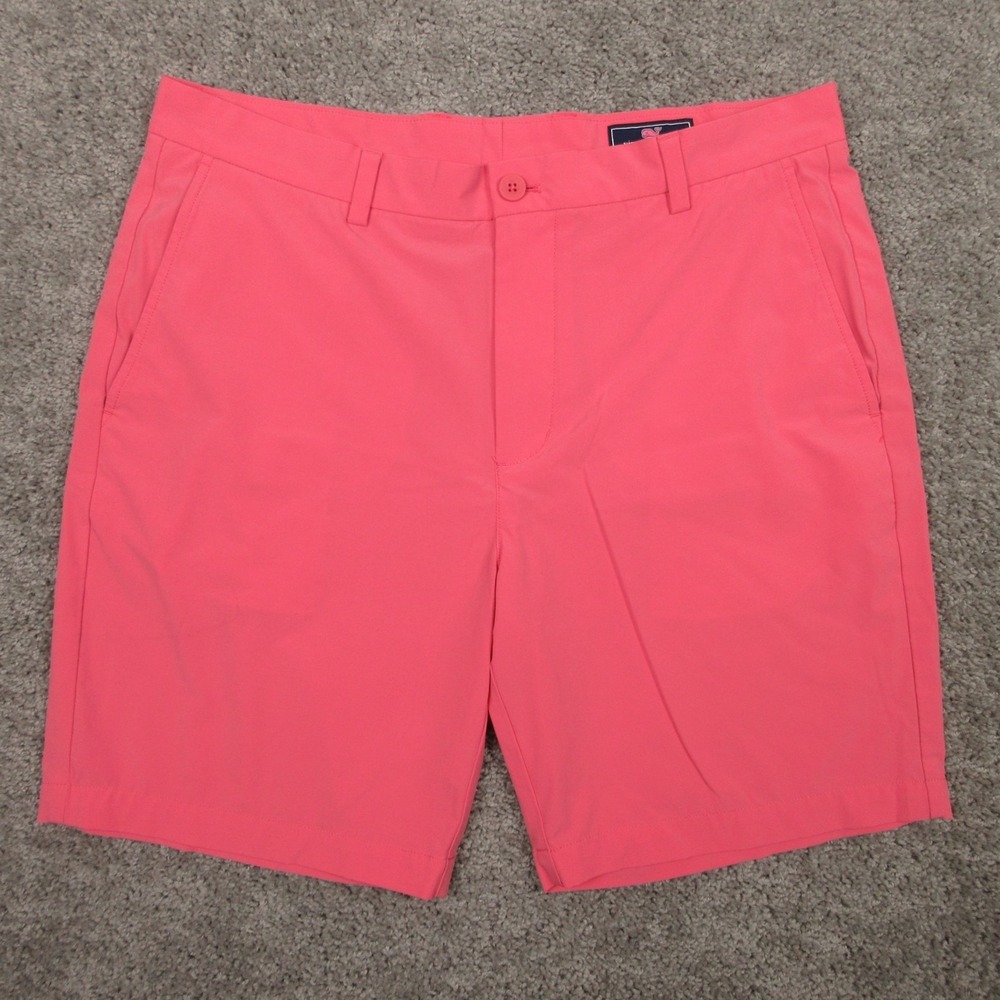 Vineyard Vines Shorts Mens 36 Pink Solid Performance Golf Stretch Breaker Chino